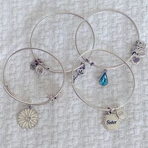 Assorted Silver Alex & Ani bracelets